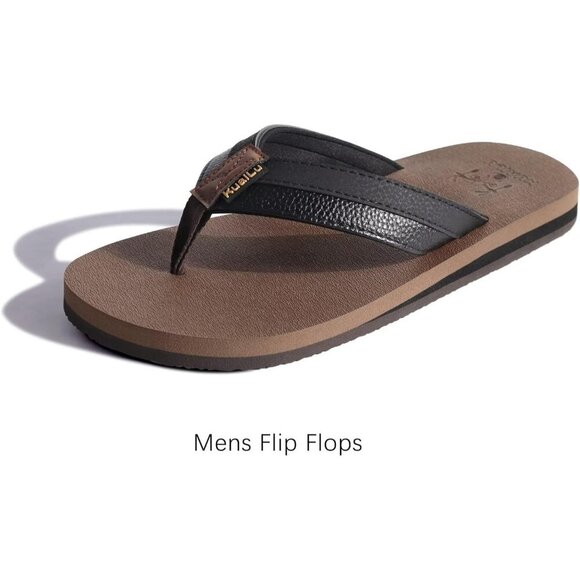 〽️Men\'s Flip Flop Sandal Black Brown Leather Slip On Arch Support Comfort Shoes main image 9